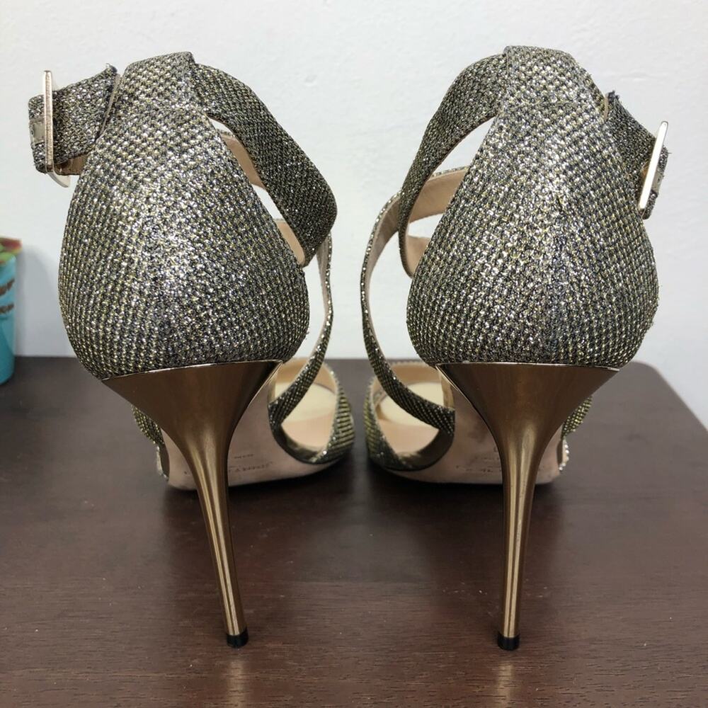 Jimmy Choo Lottie Lag Light Bronze Strappy Glitter Heels Women's Size EU40/US 10 - Picture 8 of 15